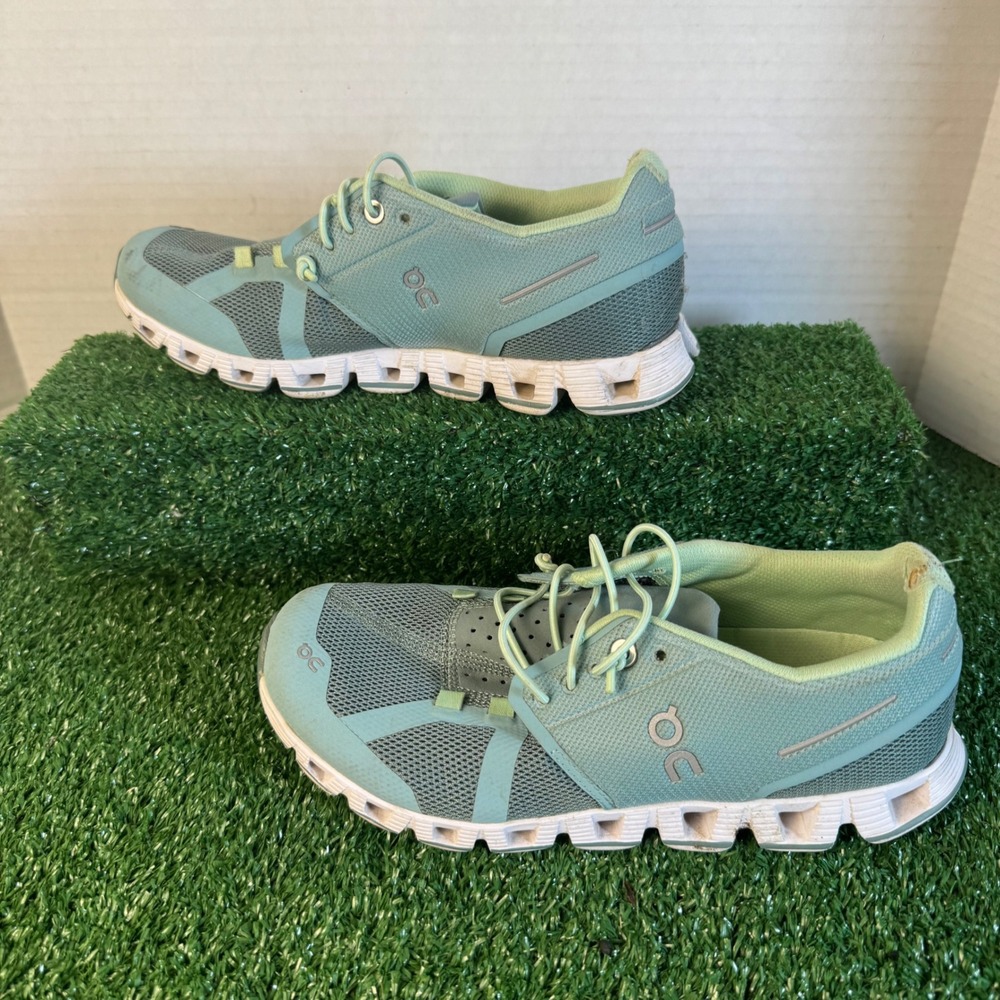 On Running Cloud Womens 6 Mint Green Grey Lightweight Athletic Shoes Running